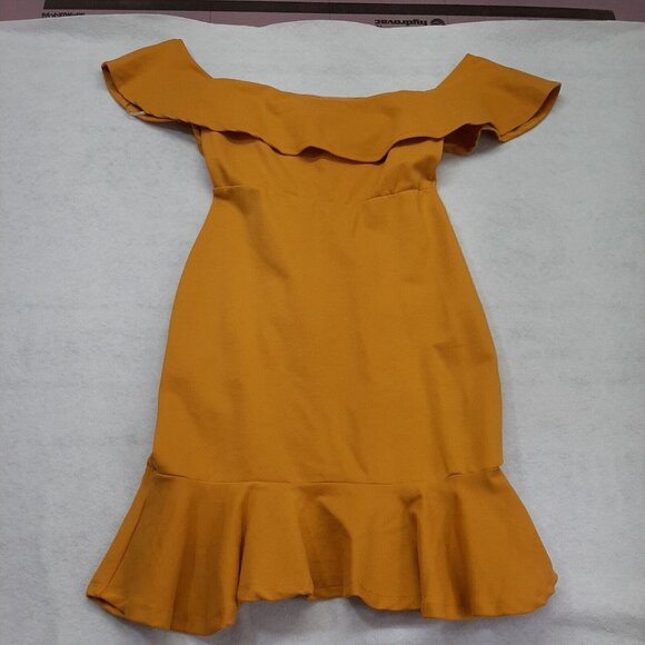 Lulus | Dresses | Lulus Confidence Boost Mustard Yellow Offtheshoulder ...